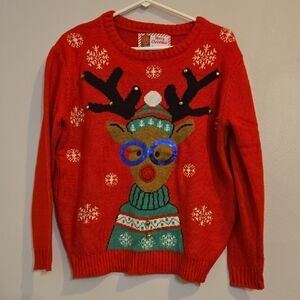 Ugly Christmas Sweater Red Reindeer Women's Sweater